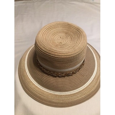 “Park Hurst ’s Hat”Taupe Color Block Paper Wide Brim Casual NWT  eb-35663320